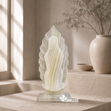 “Set Escultórico · Virgen de Guadalupe en Ónix Blanco Natural · 5 Piezas”