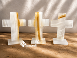 Cruz Eva de Ónix Blanco Natural · 10 cm