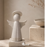 Ángel Escultórico “Kenia” · Mármol Bellagio Natural · 15 cm