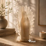 Lámpara Escultórica Virgen de Guadalupe en Ónix Blanco Natural
