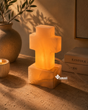 Lámpara Cruz en Ónix Natural | Escultura Lumínica Artesanal 11 cm
