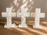 Cruz Eva de Ónix Blanco Natural · 10 cm