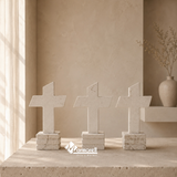 CRUZ EN PIEDRA DE MARMOL NATURAL 18 CM.