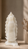 Virgen de Guadalupe Esculpida en Ónix Blanco • 30 cm