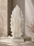 Virgen de Guadalupe Esculpida en Ónix Blanco • 30 cm