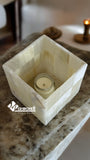 Cubo porta vela de Ónix Marquetería 15x15 cm