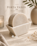Set de Portavasos de Mármol Guadiana Natural con Base