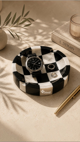 Bandeja Échecs | Mármol Negro & Blanco Vego | 20 cm