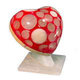 Lampara Corazón En Piedra De Onix. Tono Rojo