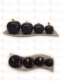 Juego De Manzanas De Mármol Negro Con Charola, Decoración