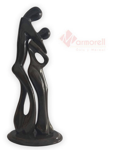 Escultura En Mármol Negro Natural La Pareja 37 cm . Decoración
