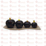 Juego De Manzanas De Mármol Negro Con Charola, Decoración