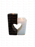 Porta velas Corazón Ónix Blanco Y Mármol Negro
